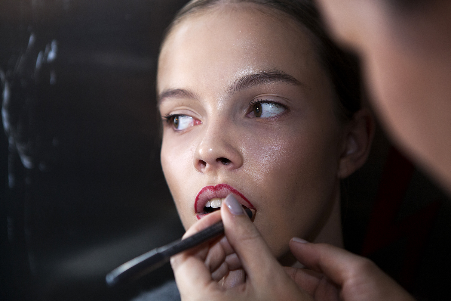 Backstage makeup fashion documentation by the photographer Shalev Man